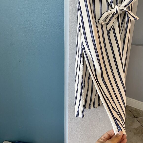 Free People Tuxedo Stripe Wrap Blue And white Top Size XS - Picture 5 of 9